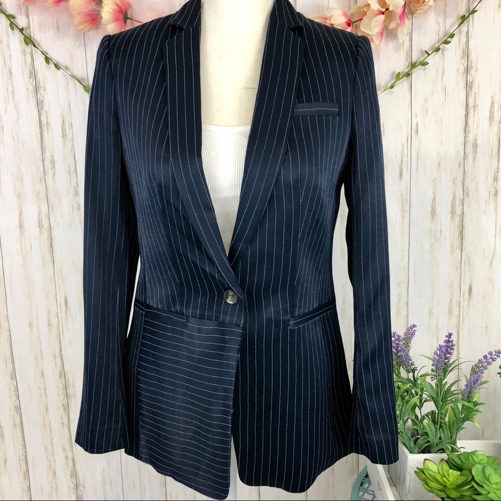 NWT BANANA REPUBLIC Blue Sheen Boyfriend Blazer